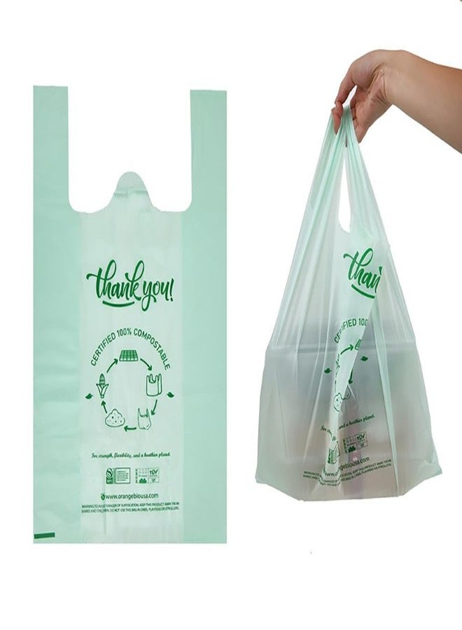 OrangeBio (Large) OrangeBio Certified Home Compostable Shopping Bags, 200ct, 12"x 6" x 20" (Extra Thick), Hold 20 lbs, Thank You/Grocery/Take Out/T Shirt/To-Go Bags for Retail, Grocery Store - Image 1