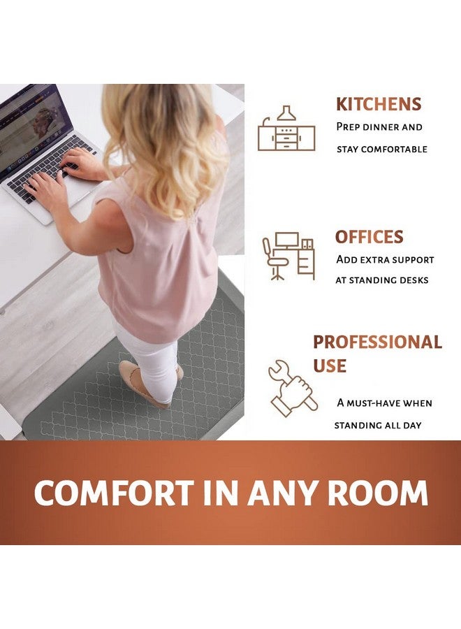TurtleGrip Anti Fatigue Mat for Kitchen Floor, Durable Standing Desk Mat,Comfortable for Kitchen,Home, Office & Garage 82x52 cms (Grey). - Image 5