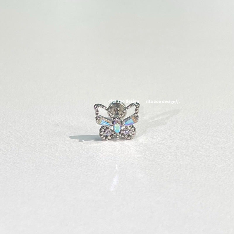 Collection Of Butterfly Control ~ No Need To Take Off When Sleeping, Beautiful, Smart, Cute And Playful Butterfly Collection Titanium Steel Ear Bone Cochlear Nails - Image 1