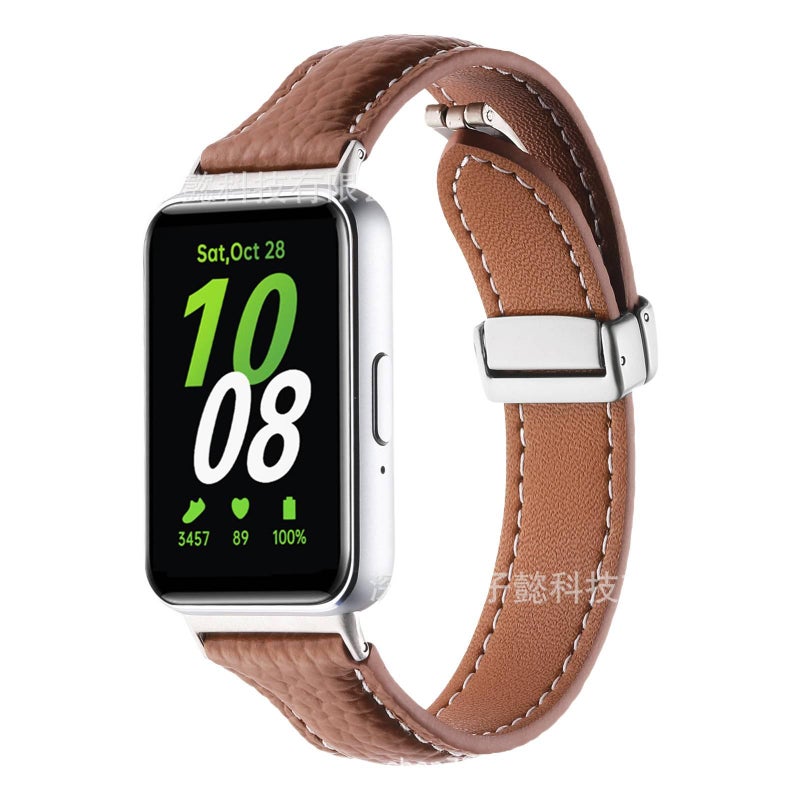 سوار ساعة ذكية باللون أبيض قابل للتعديل سوار جلدي كلاسيكي متوافق مع Samsung Galaxy Watch بملاءمة قابلة للتعديل وحزام بديل - Image 5