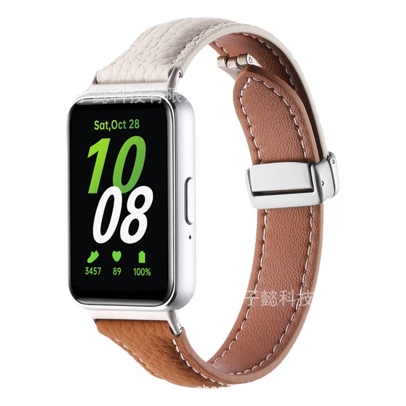 سوار ساعة ذكية باللون أبيض قابل للتعديل سوار جلدي كلاسيكي متوافق مع Samsung Galaxy Watch بملاءمة قابلة للتعديل وحزام بديل - Image 1