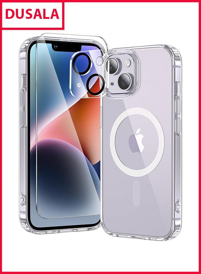 DUSALA 3 in 1 for iPhone 14 Plus Case Clear with MagSafe, Not Yellowing, Screen Protector*1 Camera Lens Protector*1, Military-Grade Protection for iPhone 14 Plus Phone Case 6.7 inch Clear - Image 1