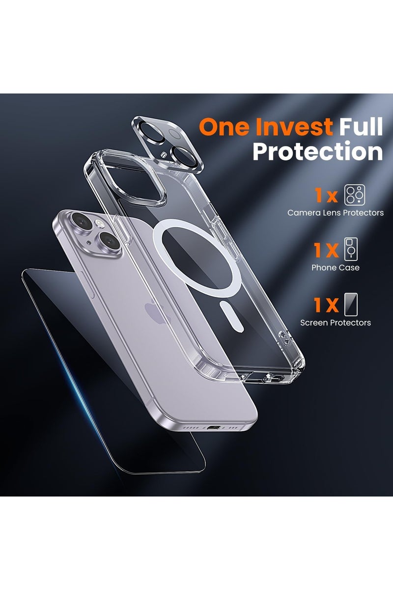 DUSALA 3 in 1 for iPhone 14 Plus Case Clear with MagSafe, Not Yellowing, Screen Protector*1 Camera Lens Protector*1, Military-Grade Protection for iPhone 14 Plus Phone Case 6.7 inch Clear - Image 2