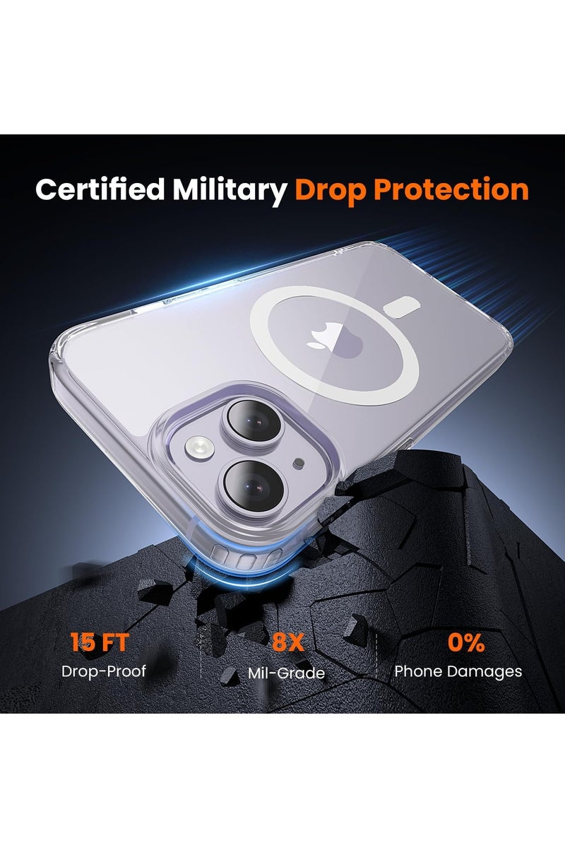 DUSALA 3 in 1 for iPhone 14 Plus Case Clear with MagSafe, Not Yellowing, Screen Protector*1 Camera Lens Protector*1, Military-Grade Protection for iPhone 14 Plus Phone Case 6.7 inch Clear - Image 3