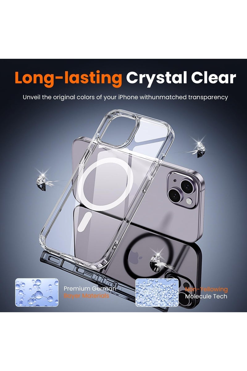 DUSALA 3 in 1 for iPhone 14 Plus Case Clear with MagSafe, Not Yellowing, Screen Protector*1 Camera Lens Protector*1, Military-Grade Protection for iPhone 14 Plus Phone Case 6.7 inch Clear - Image 5