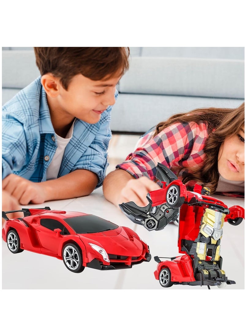 TOON TOYZ Remote Control Transformer Car for Boys & Girls | 2-in-1 Deformable RC Car with One-Click Transformation, 360° Spins, Drift, Lights & Sounds | Fast Rechargeable Robot Car Toy for Kids - Red - Image 3