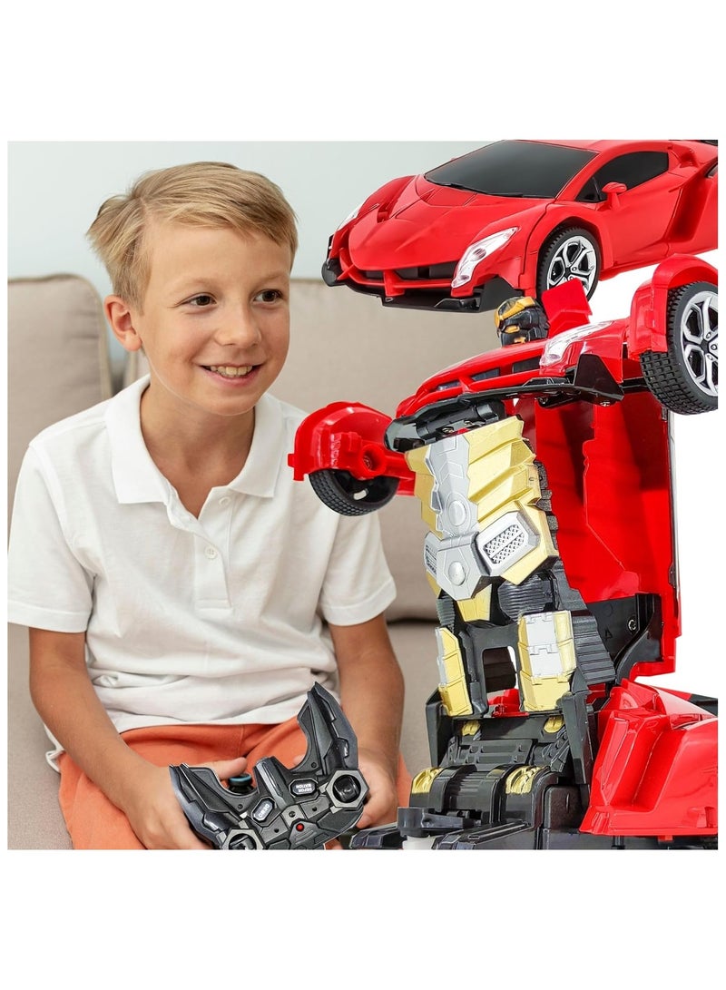 TOON TOYZ Remote Control Transformer Car for Boys & Girls | 2-in-1 Deformable RC Car with One-Click Transformation, 360° Spins, Drift, Lights & Sounds | Fast Rechargeable Robot Car Toy for Kids - Red - Image 4