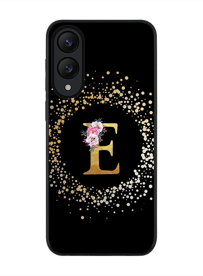 Stylizedd For Samsung Galaxy S25 Edge Case,Slim fit Camera Protection, Shockproof Thin Phone cover  - Custom Monogram Floral - E ( Black )