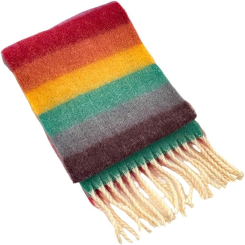 Rainbow Fringe Scarf: Soft Long Muffler - Comfort Neck Wrap for Kids Daily Use & Outdoor Activities - Image 1