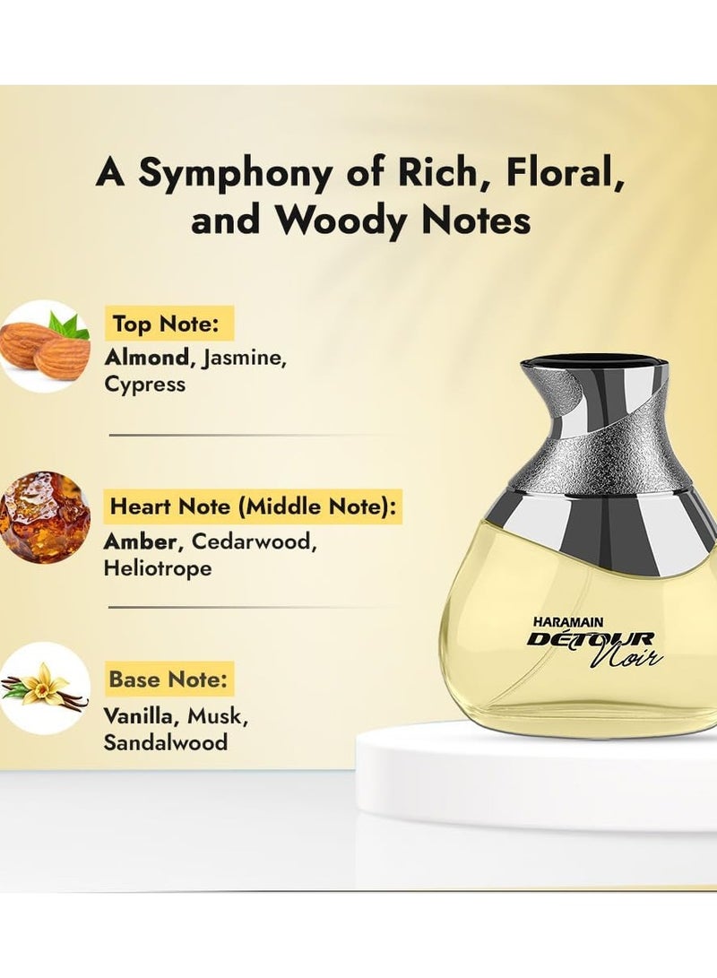 الحرمين ديتور نوار عطر للجنسين أو دو بارفان بخاخ 100 مل | عطر فاخر يدوم طويلاً | برائحة شرقية عنبرية حارة - Image 5