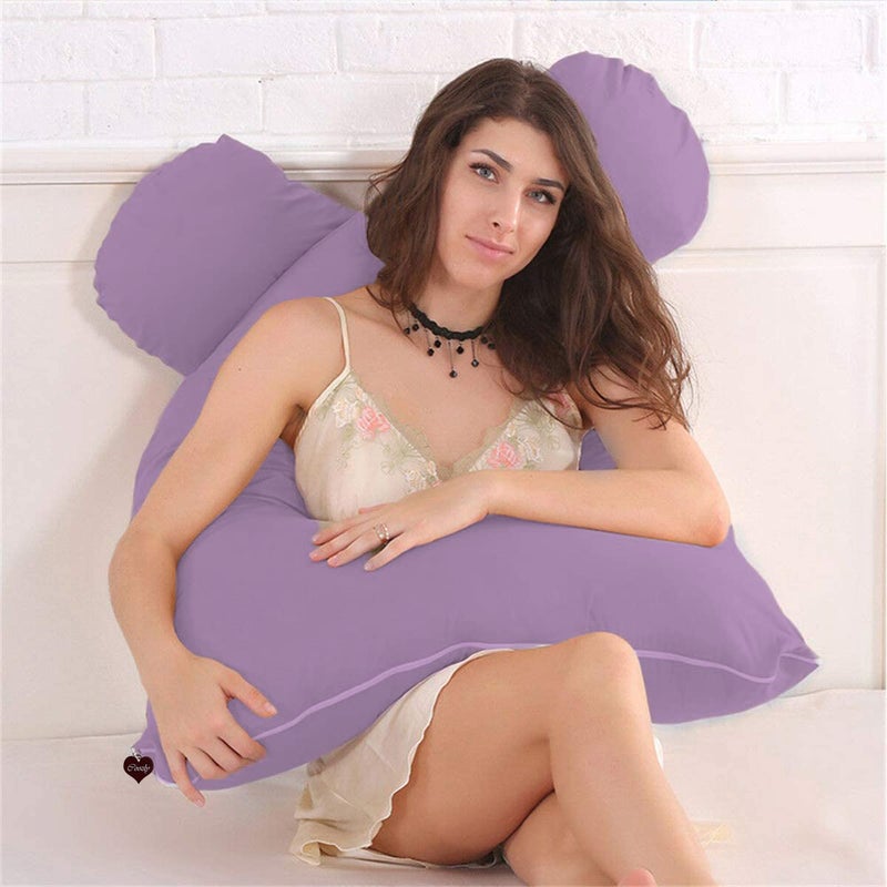 COOZLY وسائد الحمل على شكل U من COOZLY مع أغطية بسحاب 100% قطن | Pregnocare ميكروفايبر | وسادة الحمل للنوم (لافندر) - Image 3