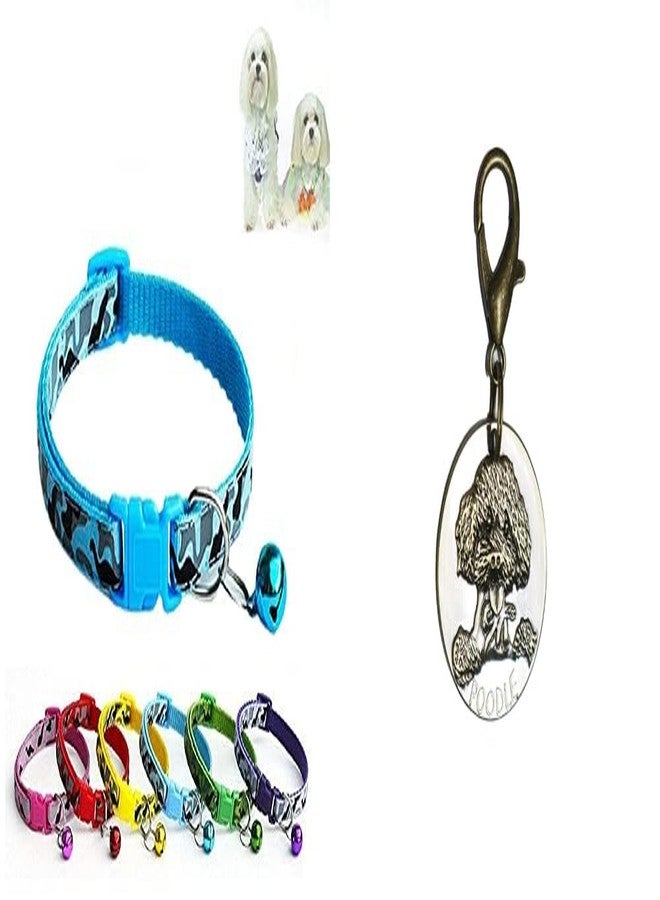 Penta Paws Cat Kitten/Ferret Extra Small, SOFE Silicone Pet Whelping Collars with Bell Small and Imported Brass Round Shape Dog Print Collar Tag Cum Collar Charm for Dog & Puppy