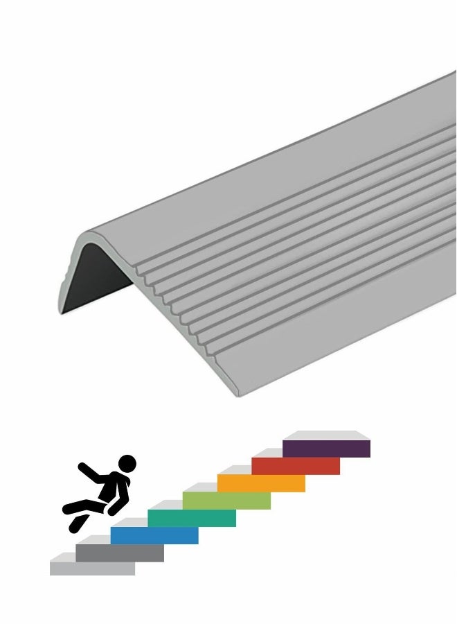 Stair Leading Edge Protector, Waterproof Anti-Slip Rubber Step Adhesive Decorative Protection Strip for Home School Nursing Indoor and Outdoor Steps(Grey)  - Image 1