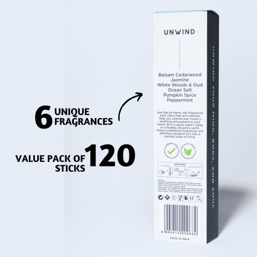 Folkulture Incense Sticks | Set of 6 (120 Fall Insence-Sticks) with 45 Mins Burn Time | Non Toxic Balsam Cedarwood, Oud, Jasmine, Pumpkin Spice Incense | Organic Peppermint Inscents-Sticks - Image 2