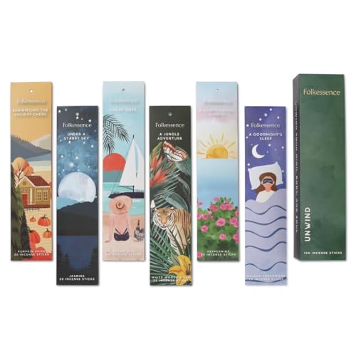 Folkulture Incense Sticks | Set of 6 (120 Fall Insence-Sticks) with 45 Mins Burn Time | Non Toxic Balsam Cedarwood, Oud, Jasmine, Pumpkin Spice Incense | Organic Peppermint Inscents-Sticks - Image 1