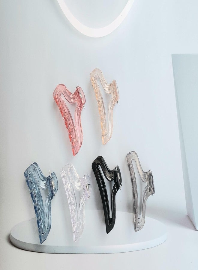RHOSYN Imported Crystal Material Banana Hair Clips For Women (Multi Colour) Korean Hair Clutchers Acrylic Barrettes Juda Bun Shaper Hair Accessories (Multicolor 4) - Image 1