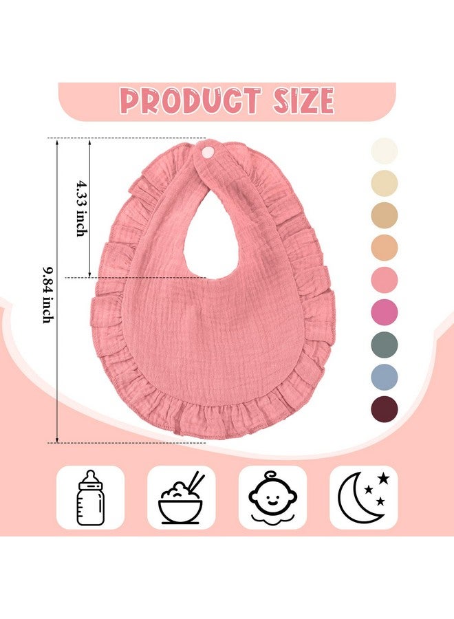 كينينج مريلة أطفال كينينج من قماش موسلين دروول، 18 قطعة، مريلة مكشكشة للبنات، مصنوعة من القطن الماص مع زر كبس للأولاد والبنات (وردي) - Image 1