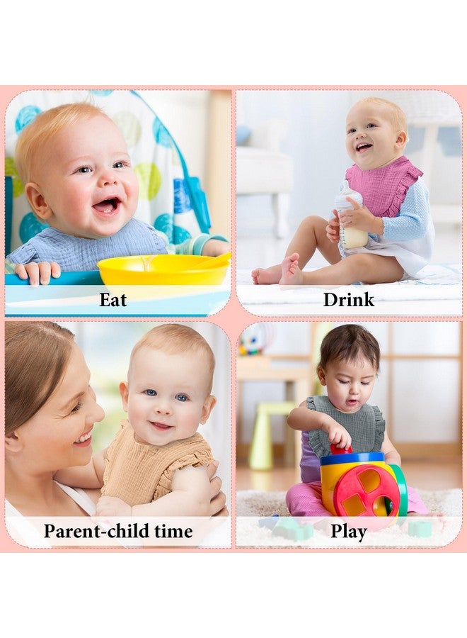 كينينج مريلة أطفال كينينج من قماش موسلين دروول، 18 قطعة، مريلة مكشكشة للبنات، مصنوعة من القطن الماص مع زر كبس للأولاد والبنات (وردي) - Image 4