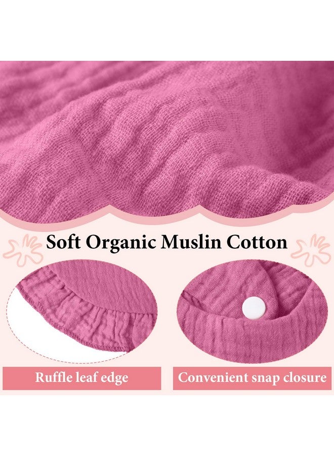 كينينج مريلة أطفال كينينج من قماش موسلين دروول، 18 قطعة، مريلة مكشكشة للبنات، مصنوعة من القطن الماص مع زر كبس للأولاد والبنات (وردي) - Image 3