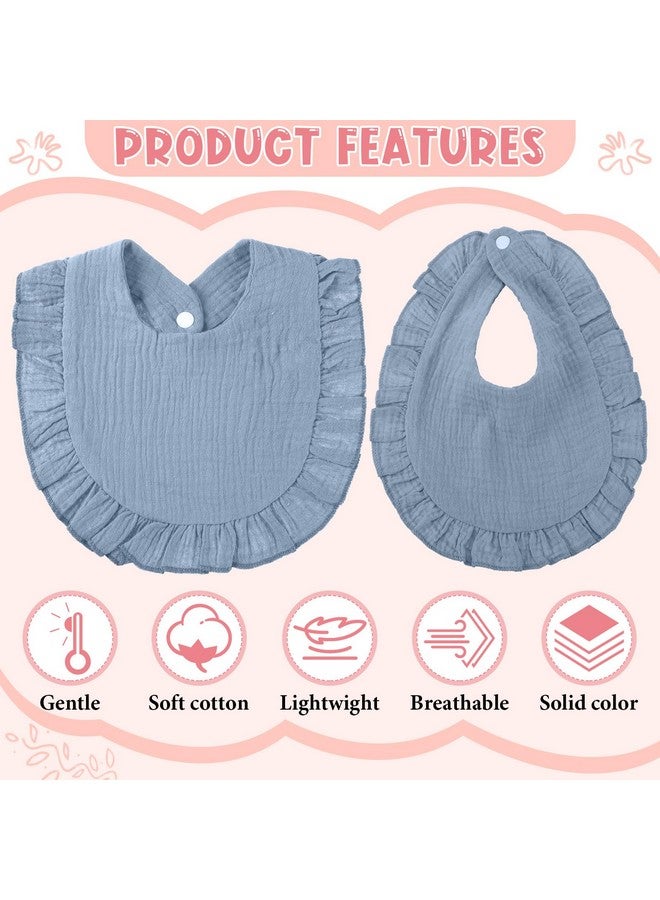 كينينج مريلة أطفال كينينج من قماش موسلين دروول، 18 قطعة، مريلة مكشكشة للبنات، مصنوعة من القطن الماص مع زر كبس للأولاد والبنات (وردي) - Image 2