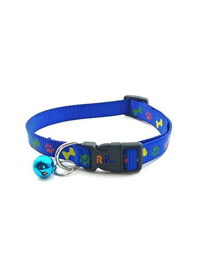 Pet Printed 15 Mm Collar And Leash Set - Adjustable Nylon Collar Included Bell For Small And Medium Dogs, Collar And Leash Set For Puppies, Dog & Cat (Blue, Pattern-2) - Image 2