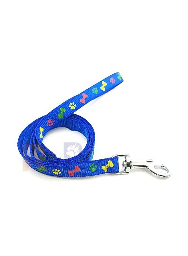 Pet Printed 15 Mm Collar And Leash Set - Adjustable Nylon Collar Included Bell For Small And Medium Dogs, Collar And Leash Set For Puppies, Dog & Cat (Blue, Pattern-2) - Image 3