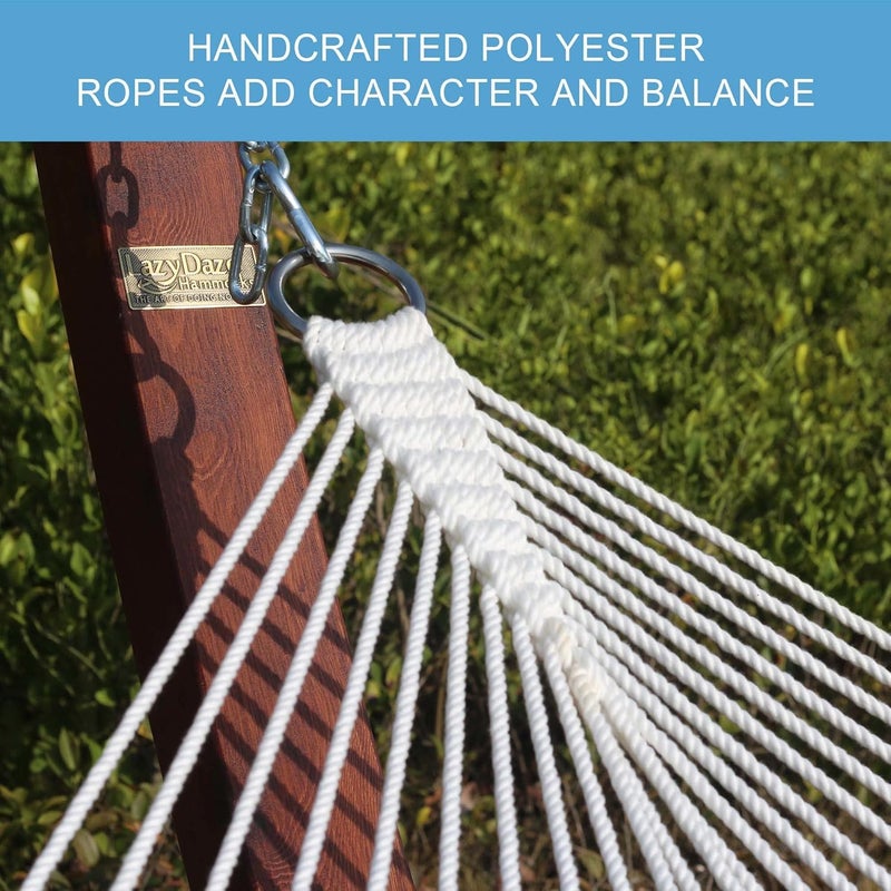 Lazy Daze Hammocks أرجوحة Lazy Daze 12 قدم مزدوجة مصنوعة من القماش مع قضيب تفريق ووسادة قابلة للفك، أرجوحة لشخصين للاستخدام في الفناء الخارجي أو الحديقة أو بجانب المسبح، سعة وزن 450 رطل، طبيعي - Image 5
