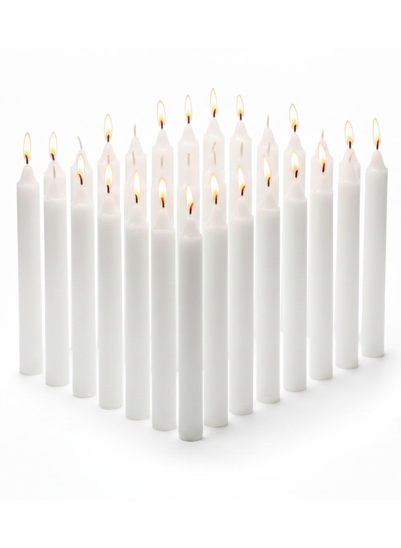ريميل شموع بيضاء فاخرة - 16 قطعة | ارتفاع 19 سم وعرض 1.3 سم | لا تسيل وتدوم طويلاً (8 ساعات من الاحتراق) - Image 1