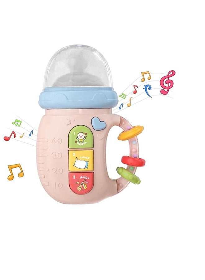 MiniMe Musical Baby Bottle Toy | 6–36 Months | Pink | Silicone & ABS | 7 Play Modes: Color & Digital & Sound & Animal & Instrumental & Music | Lightweight & Portable | BPA-Free & Non-Toxic - Image 1