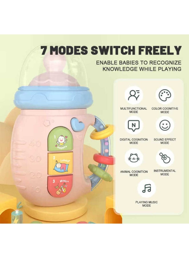 MiniMe Musical Baby Bottle Toy | 6–36 Months | Pink | Silicone & ABS | 7 Play Modes: Color & Digital & Sound & Animal & Instrumental & Music | Lightweight & Portable | BPA-Free & Non-Toxic - Image 3
