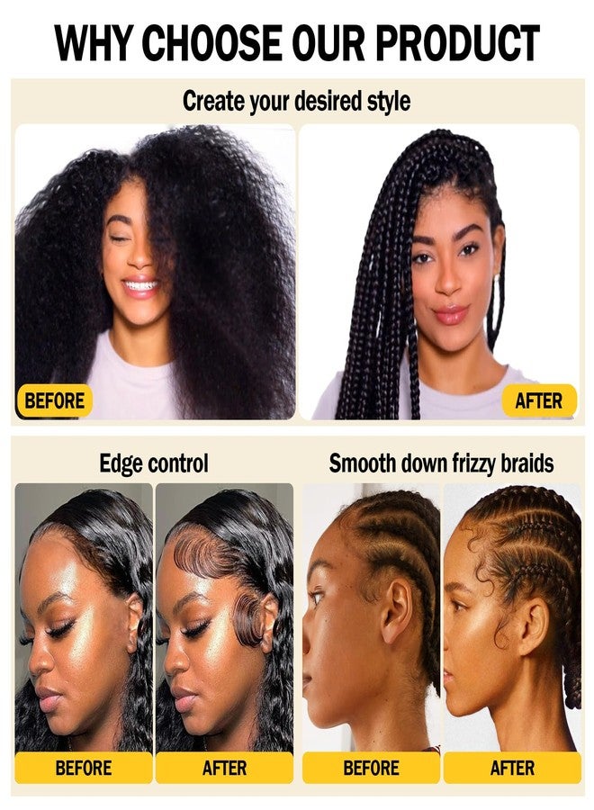 Goiple تحكم الحواف للنساء السود مع زيت الخروع والبيوتين - جل تحكم الحواف لتجعيد الشعر بقوة تثبيت عالية - شمع تصفيف الشعر غير دهني، غير متقشر، يدعم نمو الشعر، لجميع أنواع الشعر 5.3 أونصة - Image 5