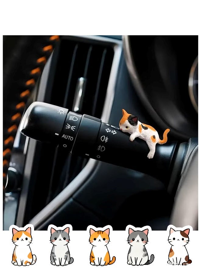 Cat Car Interior Accessories Dashboard Decorations, Set of 5 Cute Car Dash Decor Rearview Mirror Ornament - Image 5