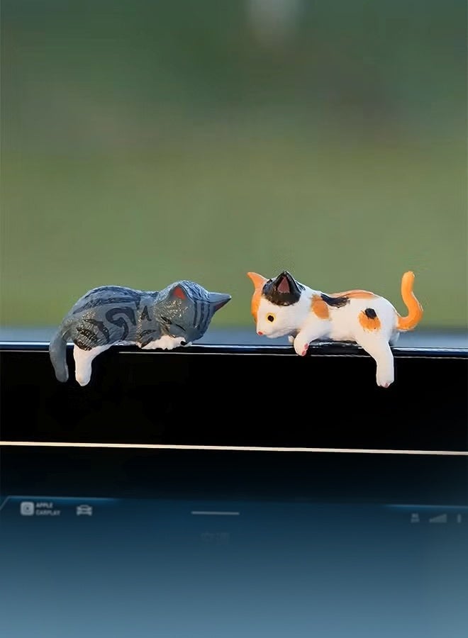 Cat Car Interior Accessories Dashboard Decorations, Set of 5 Cute Car Dash Decor Rearview Mirror Ornament - Image 3
