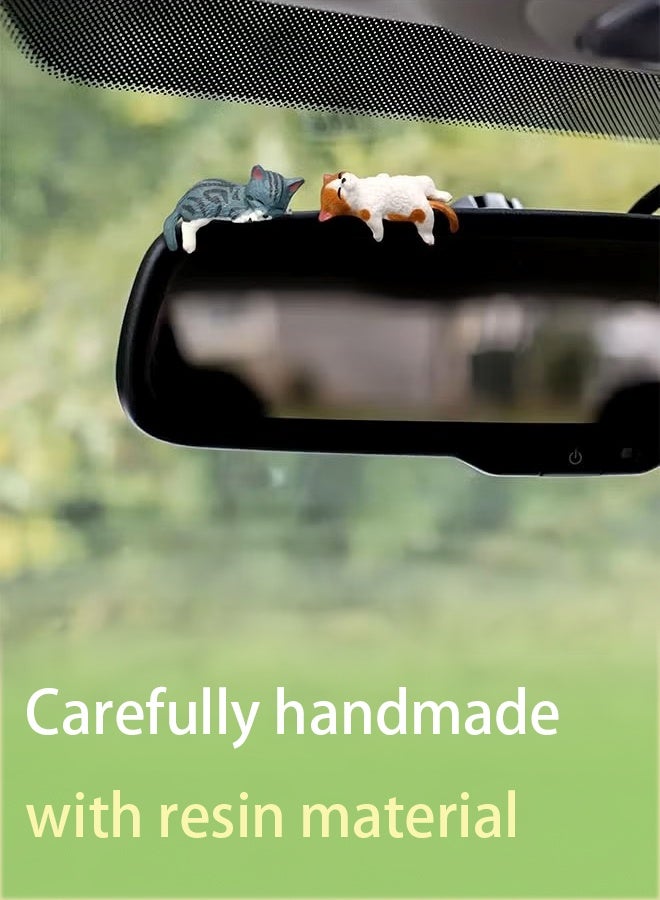 Cat Car Interior Accessories Dashboard Decorations, Set of 5 Cute Car Dash Decor Rearview Mirror Ornament - Image 4