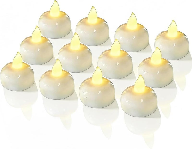 12-Pack Waterproof Submersible LED Tealights, Battery Powered Flameless Candles for, Wedding and Party Decor