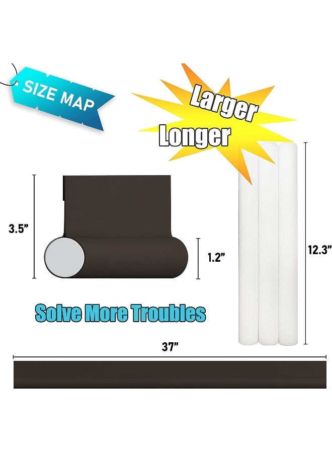 SYIPO Door Draft Stopper Bottom One Sided Door Draft Blockers，37" Cutable Under Door Draft Blocker Insulator Door Sweep Weather Stripping Soundproof，Fits for Interior／Exterior Doors，1 Pack,Brown - Image 2