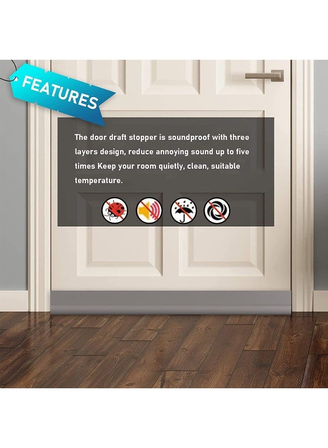 SYIPO Door Draft Stopper Bottom One Sided Door Draft Blockers，37" Cutable Under Door Draft Blocker Insulator Door Sweep Weather Stripping Soundproof，Fits for Interior／Exterior Doors，1 Pack,Brown - Image 4