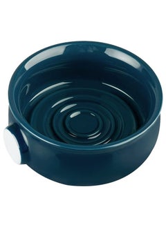 Linkidea Ceramic Shaving Soap Bowl with Non-slip Handle, Wide Mouth, Large Capacity, Easier to Lather Ridges, Wet Razor Shave Cream Bowl for Men, Lake Blue 
