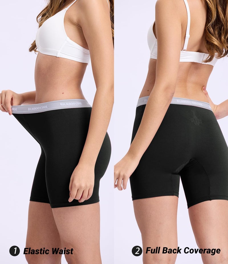 BAMBOO COOL Womens BoyShorts Underwear Full Coverage Ladies Panties High Waisted Boxer Briefs Breathable Stretch 5 Pack - Image 4