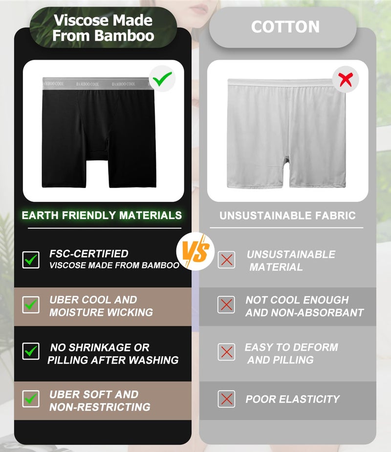 BAMBOO COOL Womens BoyShorts Underwear Full Coverage Ladies Panties High Waisted Boxer Briefs Breathable Stretch 5 Pack - Image 5