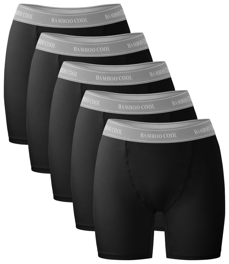 BAMBOO COOL Womens BoyShorts Underwear Full Coverage Ladies Panties High Waisted Boxer Briefs Breathable Stretch 5 Pack - Image 1