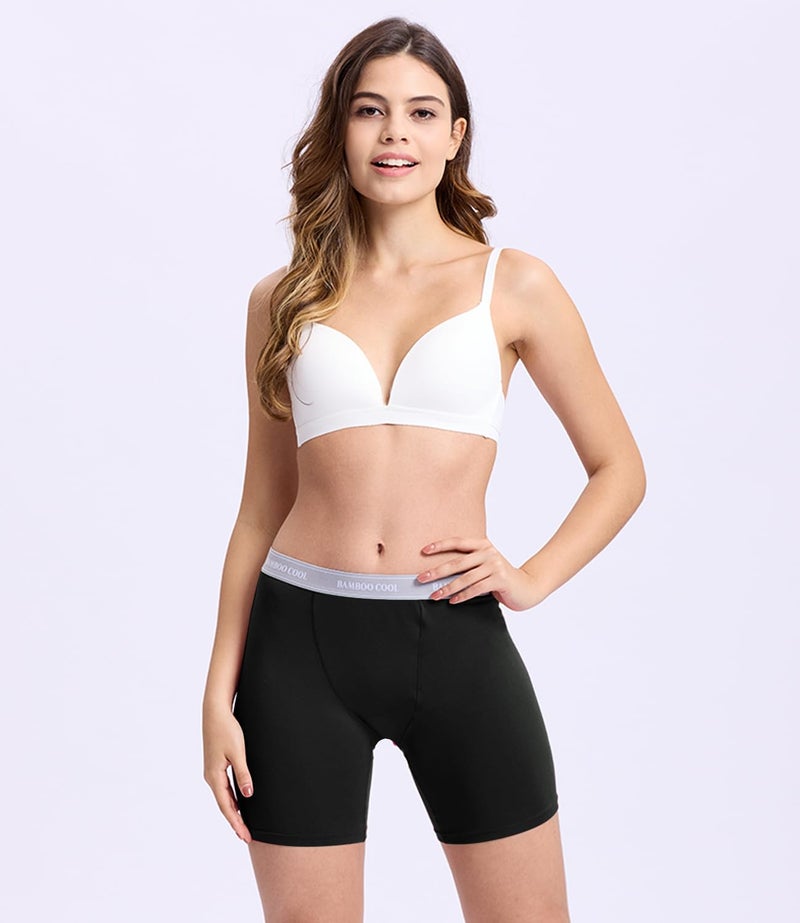 BAMBOO COOL Womens BoyShorts Underwear Full Coverage Ladies Panties High Waisted Boxer Briefs Breathable Stretch 5 Pack - Image 2