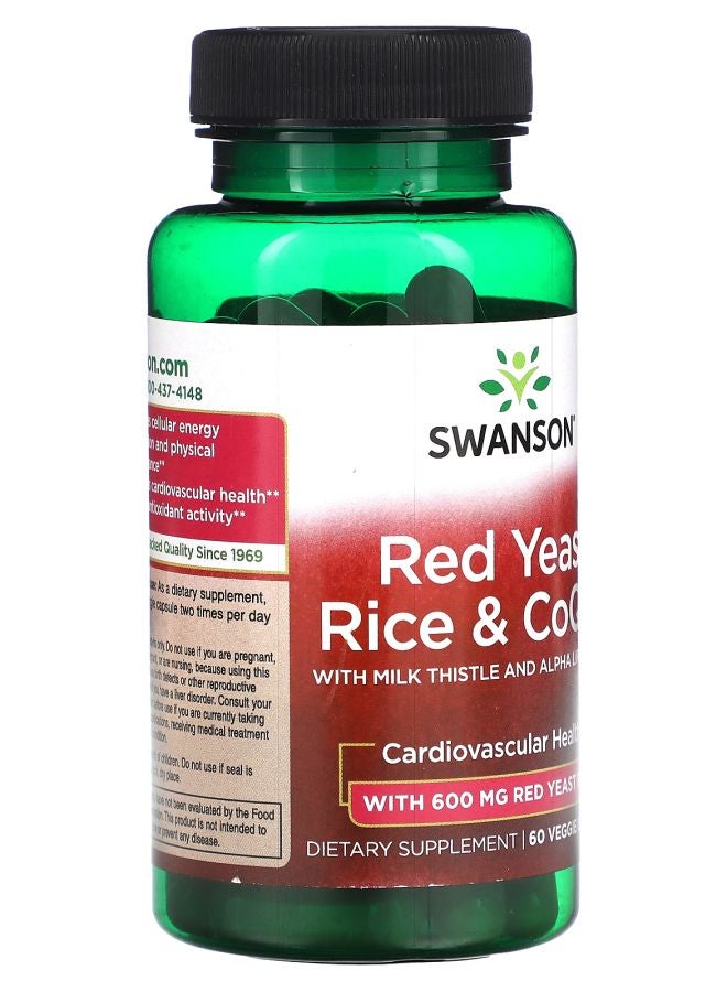 SWANSON Red Yeast Rice & CoQ10 with Milk Thistle and Alpha Lipoic Acid 60 Veggie Capsules - Image 2