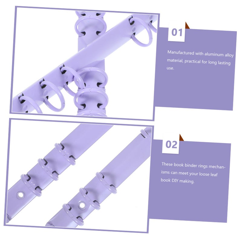 Purple Metal Clips With O Ring Design For Loose Leaf Notebook Binding 2 Pieces - Image 5