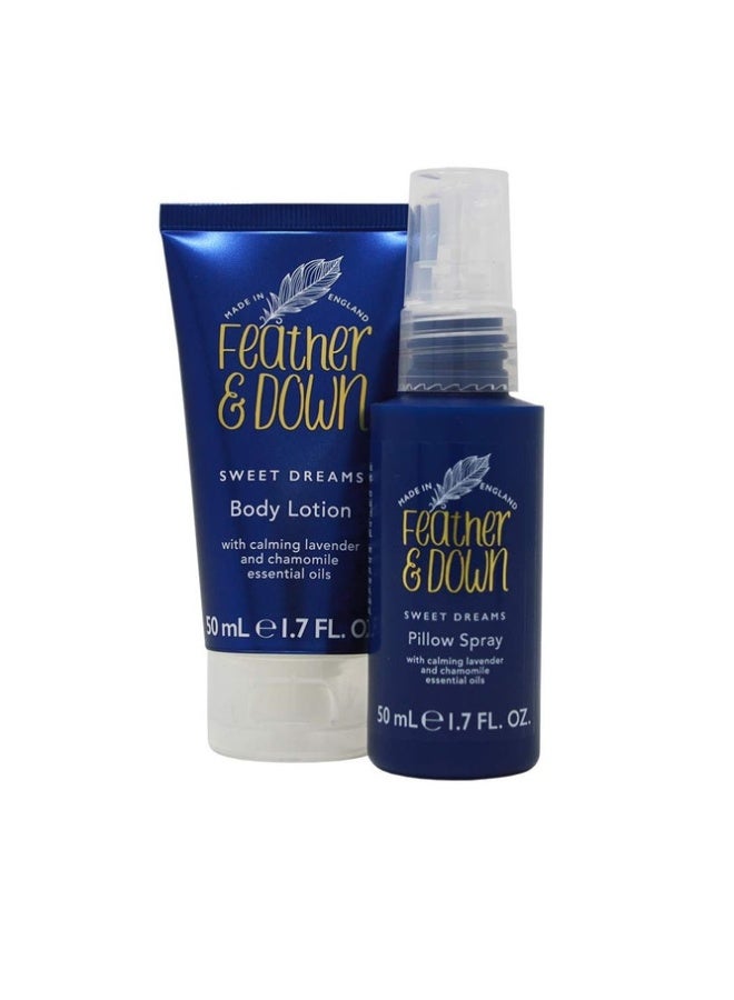 Feather & Down Straight to Sleep Gift Set (50ml Pillow Spray And 50ml Body Lotion) - The perfect sleep duo, infused with lavender And chamomile essential oils Vegan Friendly And Cruelty Free - Image 1
