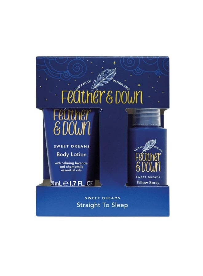 Feather & Down Straight to Sleep Gift Set (50ml Pillow Spray And 50ml Body Lotion) - The perfect sleep duo, infused with lavender And chamomile essential oils Vegan Friendly And Cruelty Free - Image 2