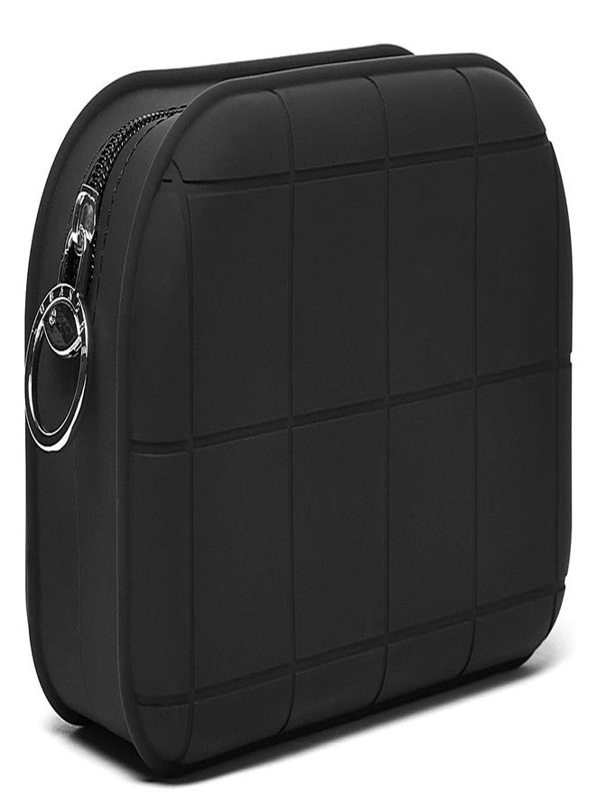 INOVERA (LABEL) Makeup Organizer Pouch for Women, Girls - Silicone Travel Cosmetic Pouches - Cosmetics Make up Brushes Holder Bag (Black) - Image 1