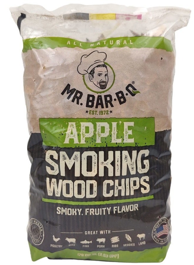 Mr. Bar-B-Q , 05012 Wood Smoker Chips (Apple), Smoky & Fruity Flavor, Made from 100% Hardwood, All Natural Apple Wood Chips, 1.6 Pound Bag  - Image 1