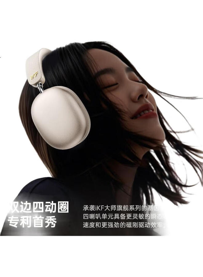 iKF Mars Dual-Driver Patented Headband Active Noise Cancelling Bluetooth Headphones Wireless Wired Gaming Headset With Head Tracking Dual Gold Standard Certification Music Sports Starlight White - Image 2