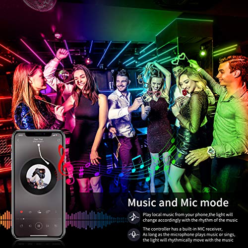 AILBTON Led Strip Lights,60ft Music Sync Color Changing, Built-in Mic,Bluetooth App Control LED Tape Lights with Remote,5050 RGB Rope Light Strips - Image 4